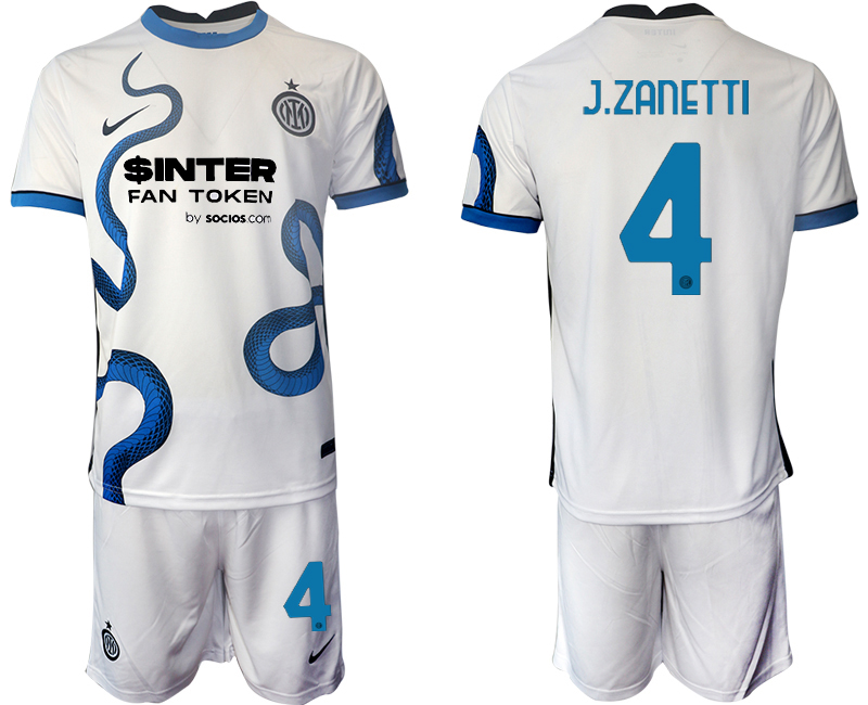 Men 2021-2022 Club Inter Milan away white #4 Soccer Jersey->inter milan jersey->Soccer Club Jersey
